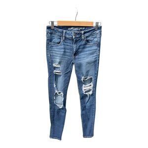American Eagle Outfitters Ripped Blue Skinny Jeans